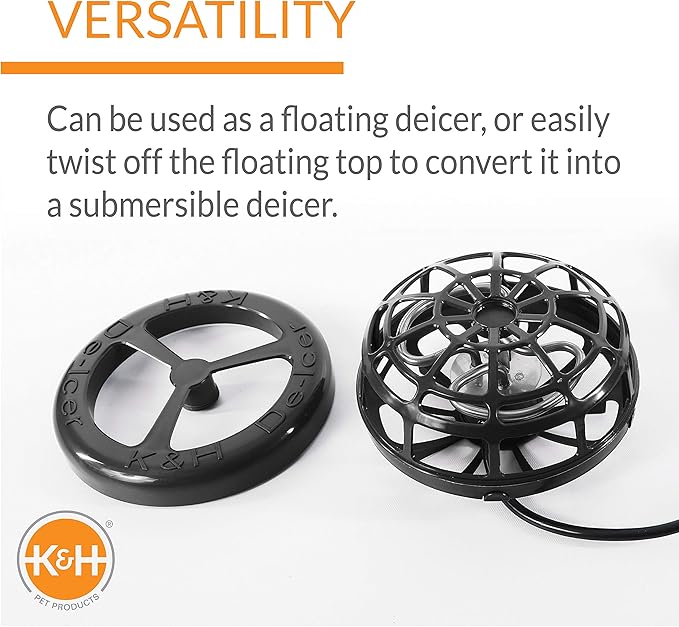 K&H Pet Products Pond Heater for Outdoor Ponds with Fish, Deluxe Thermo-Pond Perfect Climate Deicer, Winter Oxygen Exchange for Live Fish, Thermostatically Controlled, Safety Listed - 7in 250W