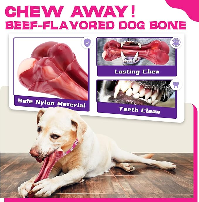 Zeaxuie 12 Pack Long-Lasting Heavy Various Dog Chew Toys Pack for Aggressive Chewers-Includes Large Rope Toys,Squeaky Toys & Indestructible Chew Bone for Medium,Large & X-Large Female Dogs