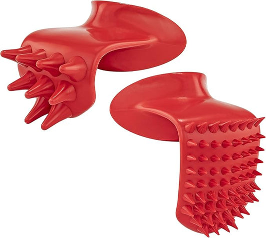 Lick'em Tongue Cat Scratcher Brush Combo Set – Funny Novelty Gag White Elephant Gift for Cat Lovers, Red, Model