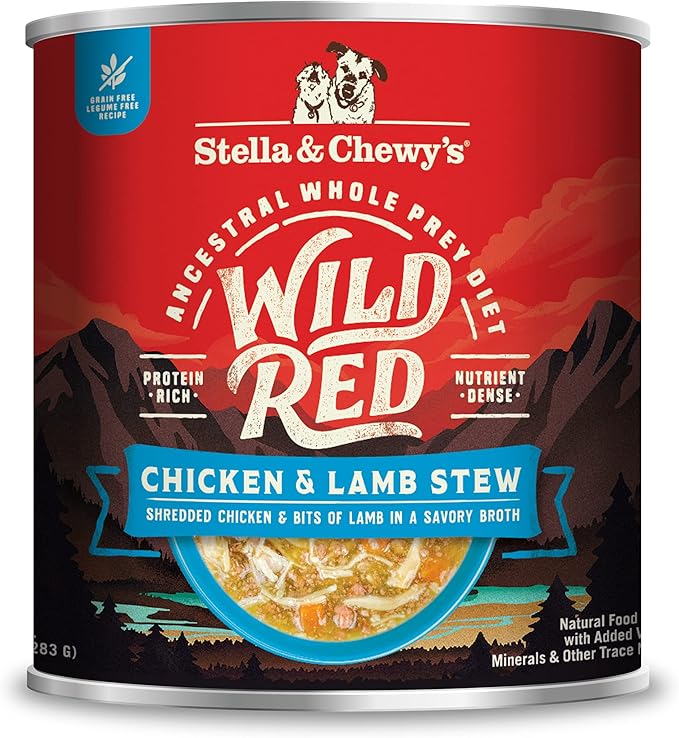 Stella & Chewy's Wild Red Wet Dog Food - High Protein Chicken & Lamb Stew - Grain-Free Premium Recipe with 96% Animal Protein - Perfect for Picky Eaters, 10 oz, Pack of 6