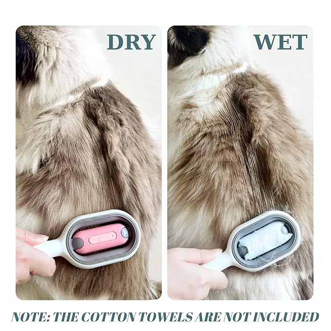 Cat Hair Brush With Water Infused 4 in 1, Pet Grooming Self Cleaning Sticky Brush for Cats, Reusable Cat and Dog Hair Remover with Unique Water Tank Design suitble for every pet hair (blue)