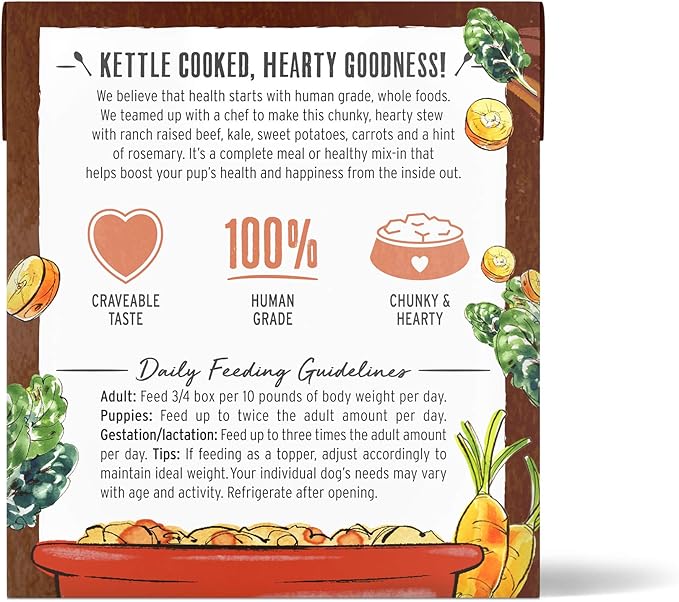 The Honest Kitchen Human Grade One Pot Stews: Roasted Beef Stew with Kale, Sweet Potatoes & Carrots Wet Dog Food, 10.5 oz x6
