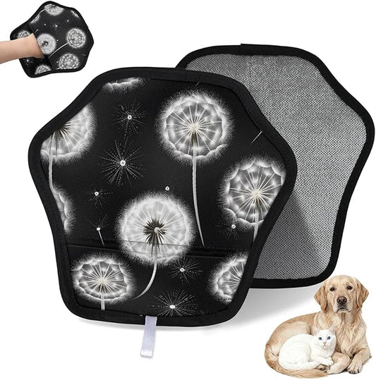 Reusable Pet Hair Removal Glove Dandelions Flying Magic Brush for Cat & Dog Hair Remover for Car, Sofa, Bedding, Clothes - 9x9 Mitt Washable