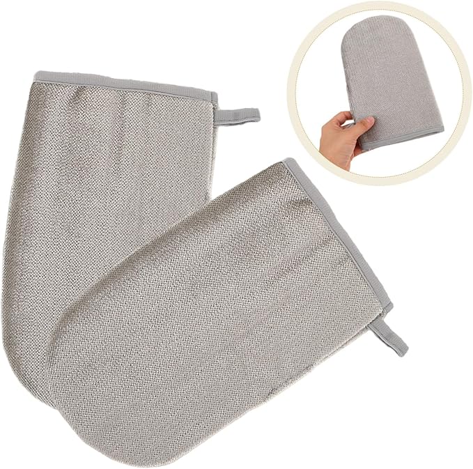 POPETPOP 2pcs Double-Sided Electrostatic Pet Hair Removal Gloves for Cats and Dogs Comfortable Grooming Mitts for Furniture Clothing Carpet Couch Car Interior Hair Remover