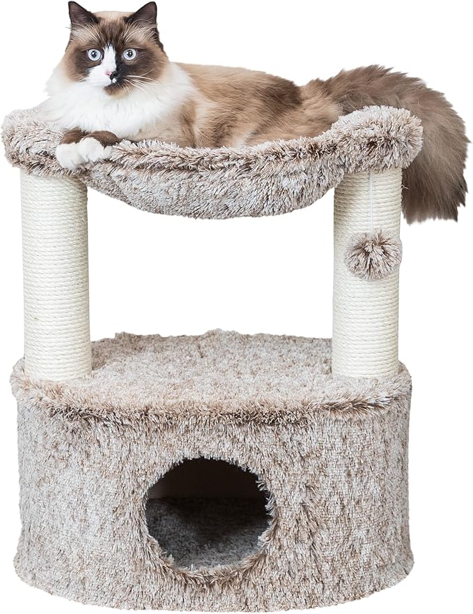 TRIXIE Gerado Cat Tree with Hammock, Condo, Scratching Post, Cat Toy