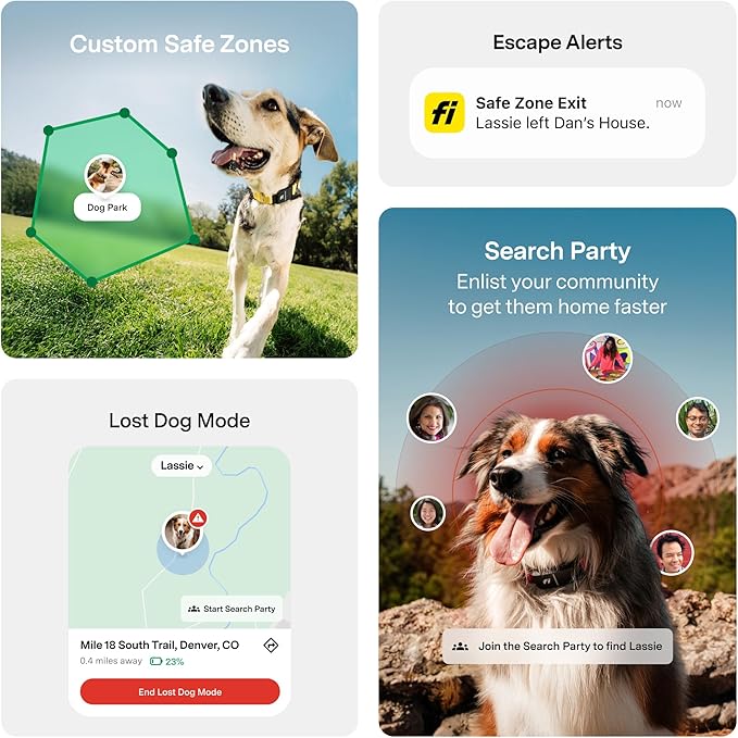 New Fi Series 3+ Smart Dog Tracker Collar [12 Month Membership Included] GPS Tracker for Dogs with Health & Behavior Monitoring, Escape Alerts, Waterproof, LED, Apple Watch Compatible (Yellow, Large)