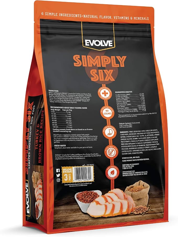 Evolve Simply Six Turkey Meal, Brown Rice and Pea Recipe