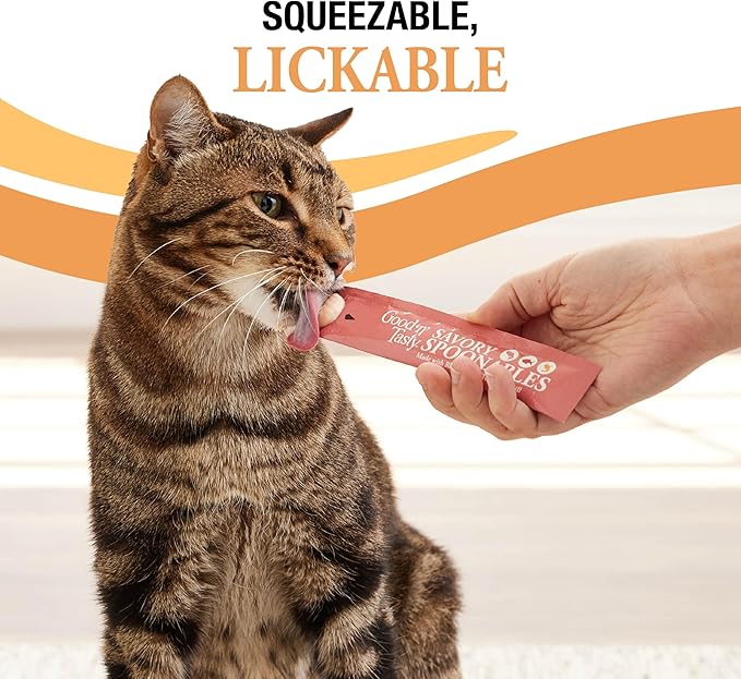 Good 'N' Tasty Savory Spoonables with Real Salmon, Tuna & Krill, 10 Count Tube, Triple Flavor Squeezable Lickable Wet Treats for Cats with Built-in Spoon for Less Mess