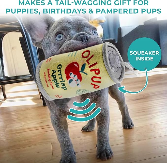 Haute Diggity Dog Olipup Grrrisp Apple Plush Dog Toy for Small, Medium & Large Dogs, Interactive Funny Parody Squeaky Toys, Soft, Durable, Machine-Washable, Safe & Cute Birthday Gift for Dogs