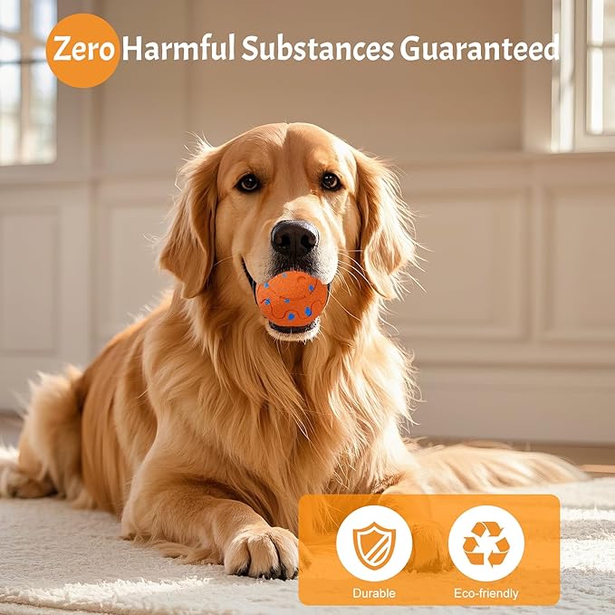 Dog Balls: Interactive Dog Ball, Self-Moving Dog Toy with Auto-Rolling & Bouncing, E-TPU Material, IP54 Waterproof, Motion-Activated (Orange, Large)