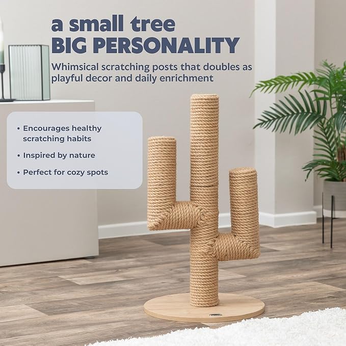 Trixie Neo 27" Scratching Post - Cute Cactus Cat Tree Designed with Extra Thick Jute - Indoor Small Cat Scratcher Furniture