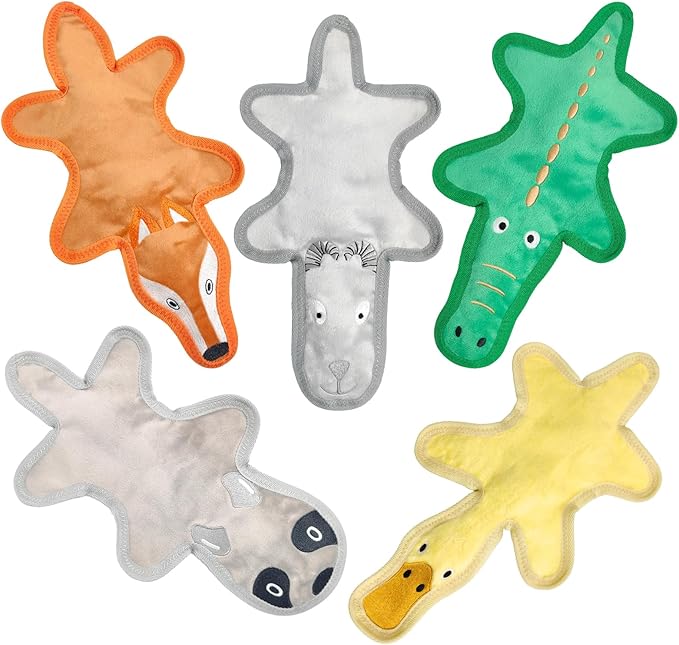 No Stuffing Dog Squeaky Toys, Tough Durable Plush Chew Toy for Boredom and Teething, Interactive Dog Toys for Small Medium Large Dogs to Keep Them Busy (5 PCS)