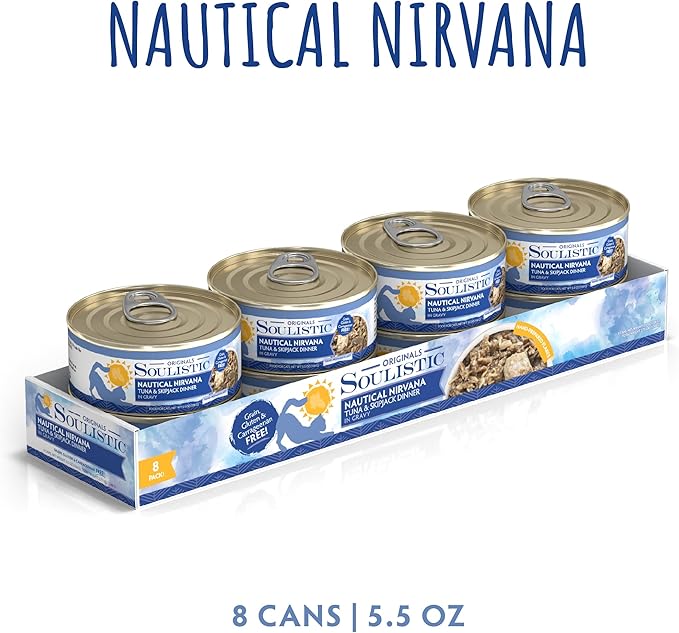 Soulistic Originals, Nautical Nirvana Tuna and Skipjack Dinner in Gravy, 5.5oz Can, Pack of 8