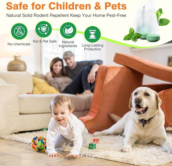 Mouse Rodent Repellent, 24 Pack Peppermint Oil to Repel Mice and Rats– Keeps Rodent Pests Away Effectively-Indoor/Outdoor Use, Safe for Homes & Pets Garden & Home