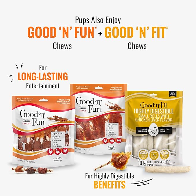 Good 'n' Tasty Triple Flavor Puree Mix-Ins Dog Food Topper Treats for All Dogs, 28 Count, Easy Single-Serve Portions, Added Protein with Chicken, Salmon and Duck