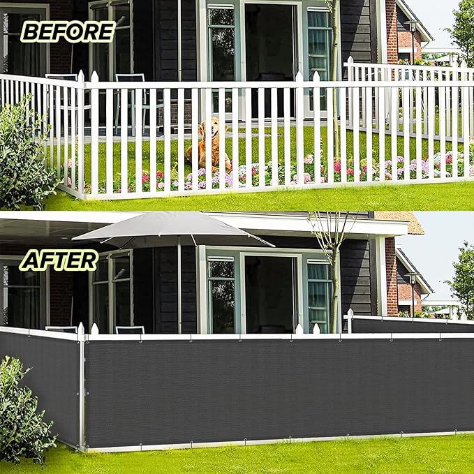 LOVE STORY 3'x10' Dark Grey Balcony Privacy Screen Fence Cover (HDPE) UV Protection Weather-Resistant 3 FT Height Shield for Deck, Patio, Backyard, Outdoor Pool, Porch, Railing