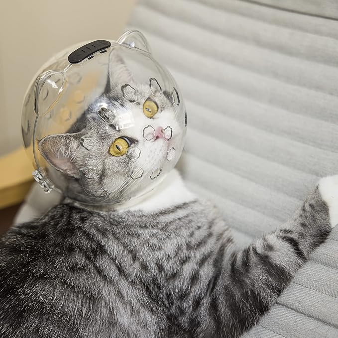 Cats Anti-Bite Muzzles Breathable Helmets Muzzles for Pet Nail Trimming & Grooming Transparent Not Covering Eye