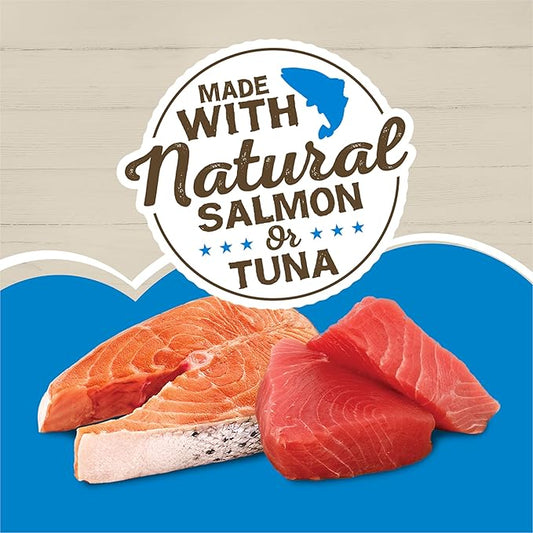 Friskies Purina Ocean Favorites Wet Cat Food Pate and Meaty Bits Variety Pack with Salmon and Tuna - 5.5 oz. Cans,(Pack of 48)