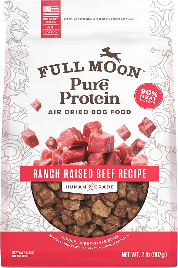Full Moon Pure Protein Air Dried Dog Food Ranch Raised Beef Recipe 2lb