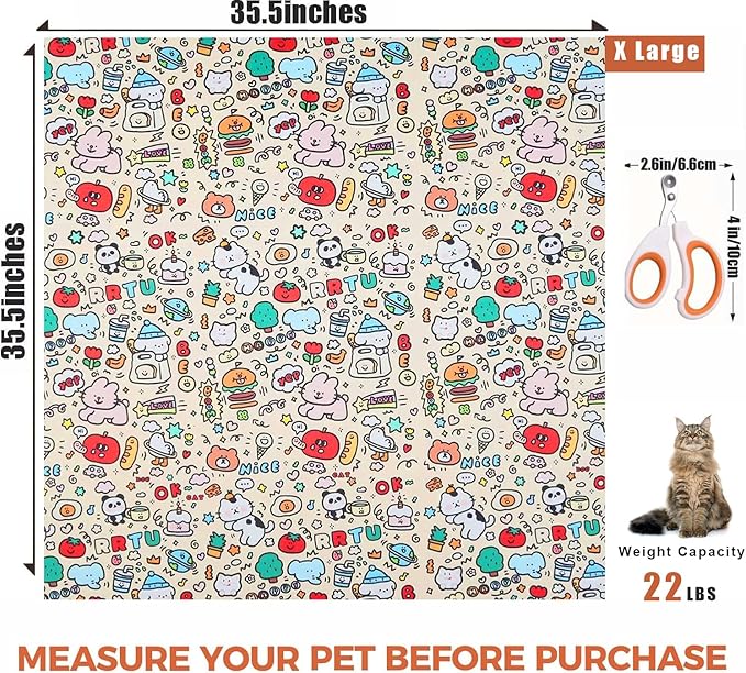 35.5‘’ Cat Grooming Wrap, Self-Adhesive Cat Wrap for Cutting Nails, Calming Cat Burrito Wrap Cat Swaddle Wrap Anti-Scratch Anti-Escape Cat Restraint for Nail Clipping, Medicine, Teeth Brushing