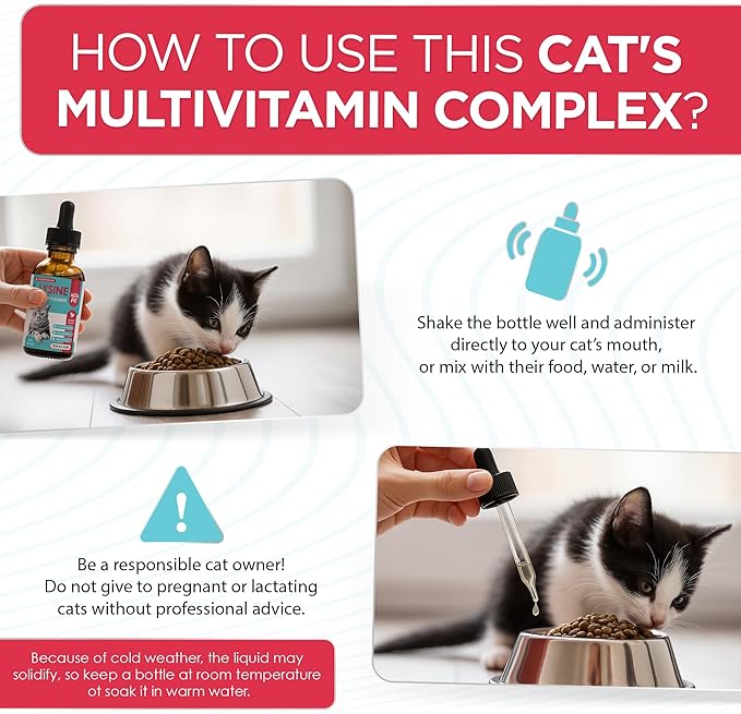 L Lysine for Cats Helps with Watery Eyes, Sneezing, Cough, Allergy – Works as Natural Antibiotic for Cats – Feline Upper Respiratory Supplement with Vitamins, Probiotic and Chicken Flavor – 2 Oz