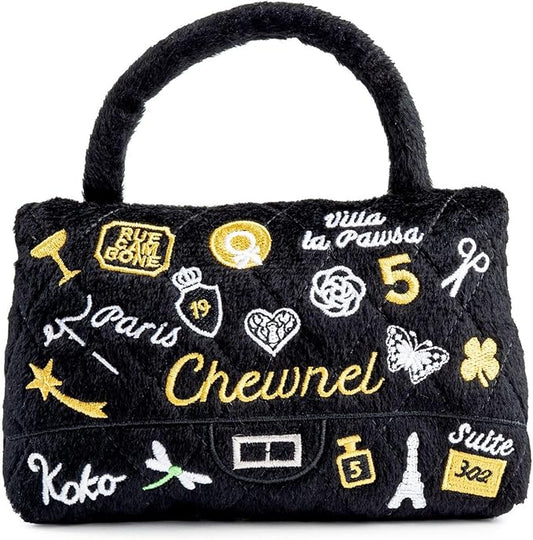 Dog Diggin Designs Chewnel Koko Paris Charme Plush Dog Toy Purse | Luxury-Inspired Parody Designer Handbag with Squeaker, Soft Plush Fashion Dog Toy – Haute Couture Purses & Handbags