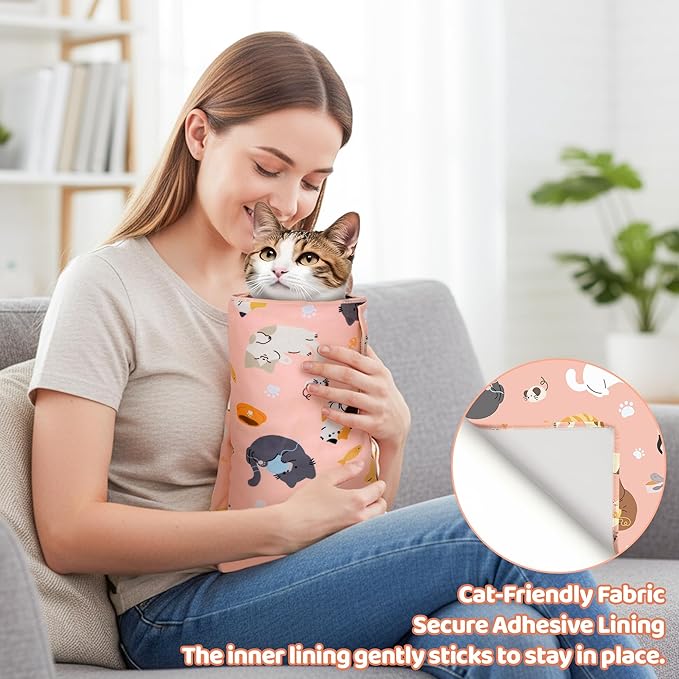 31.5" Cat Grooming Wrap - Pink Large Self-Adhesive Cat Restraint Wrap Cutting Nails Blanket Anti-Scratch Anti-Escape Multifunctional Swaddle Pet Tool for Pet Cleaning & Beauty (Within 22lbs)