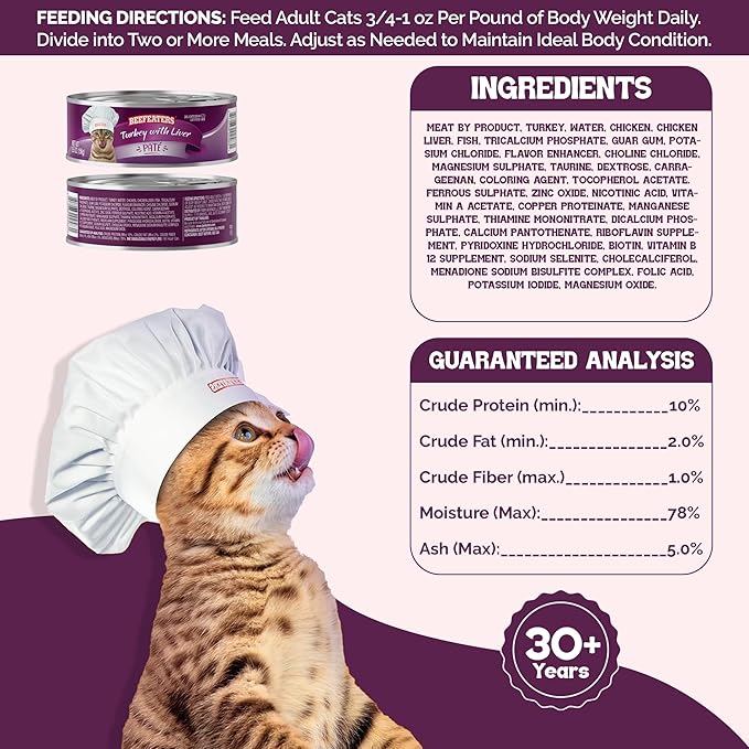Beefeaters Turkey Liver Pate Wet Cat Food 5.5oz (24-Pack) | Adult Wet Food with Taurine, Premium Catfood Wet Food, No Artificial Additives, Balanced Nutrition | Supports Immune System & Vision