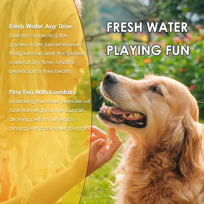 Outdoor Dog Water Fountain - Paw Activated for Large Dogs, Aluminum Alloy Step-On Pet Water Dispenser, Easy to Operate & Provides Fresh Drinking Water with Sprinkler Fun