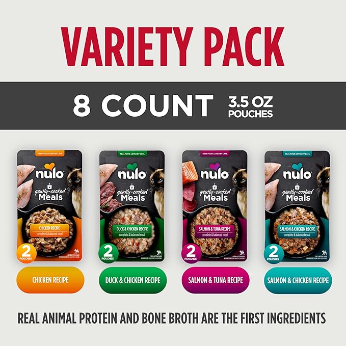 Nulo Gently Cooked Meals Variety Pack Wet Cat Food, 3.5-oz Pouch, Case of 8