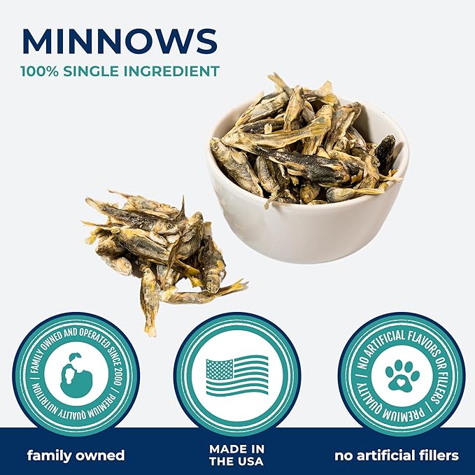 Momentum Carnivore Nutrition Freeze-Dried Minnows Dog Treats & Cat Treats – Single-Ingredient, High-Protein, Grain-Free, Natural Whole-Fish Treat – Made in USA – 2 oz Bag