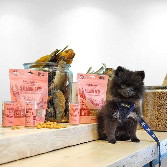 Polkadog Salmon Says Crunchy Training Bits - All Natural, Limited Ingredient, Premium Training Treats for Dogs, Omega-3 Rich. Great for Allergies, Handcrafted in USA - 7oz (1pk)