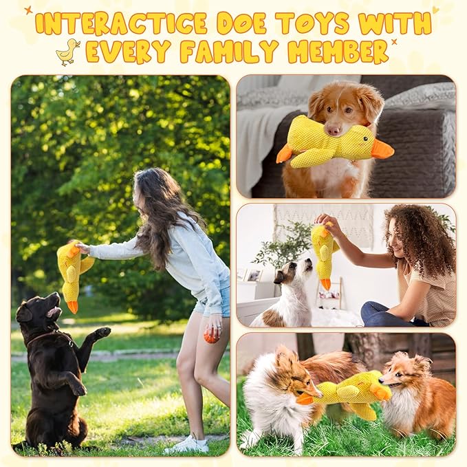 Mellow Calming Duck Dog Toy, 2026 Upgrade Calming Duck Toy for Dog, Interactive Toy with Quack Sound, Soft Plush Stuffed Calming Duck Pillow for Puppy Keep Busy (Pink)