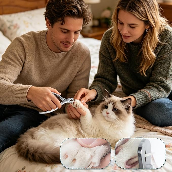 Safety Nail Trimmer, Cat Cutter Aid, 5.12 Inches Stainless Tool, Professional Heavy Duty Device with Secure Grip, Compact Supply with Daily Use, Home Accessories for Pets Breed Animal Clipping Indoor