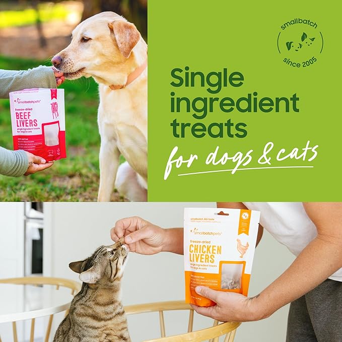 smallbatch Pets Premium Freeze-Dried Turkey Heart Treats for Dogs and Cats, 3.5 oz, Made and Sourced in The USA, Single Ingredient, Humanely Raise Meat, No Preservatives or Anything Artificial Ever