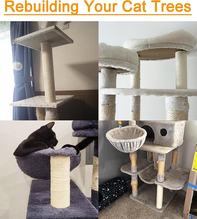 Cat Scratching Post Replacement Pole Part for Kittens and Cat Tree Tower, 21.65in/55cm, M10 Screws
