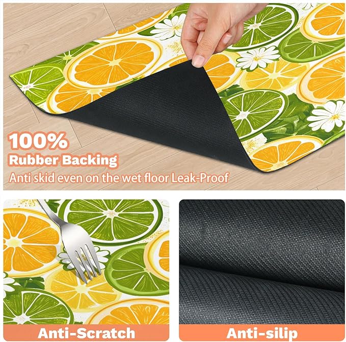 Lemon Dog Food Mat for Floors Absorbent Dog Bowl Mat for Food and Water Dispenser Quick Dry Cat Food Placemat Pet Supplies 12" x 20", Daisy Floral