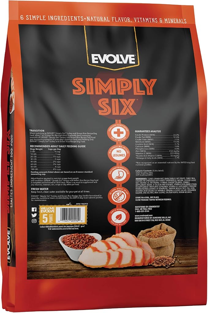 Evolve Simply Six Turkey Meal, Brown Rice and Pea Recipe