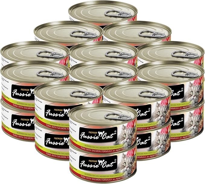 Fussie Cat Premium Tuna & Salmon in Aspic Grain-Free Wet Cat Food - 2.82oz Cans - Case of 24 Cans (Tuna & Salmon in Aspic)