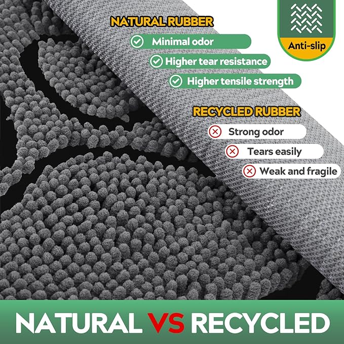 Dog Door Mat for Muddy Paws, Pet Rug Chenille Absorbent Outdoor Doormat 36"x 24", Non Slip Heavy Indoor Doormat Soft Front Inside Doormats for Entryway, Mud Paws, Patio,Dog Paw Black Grey
