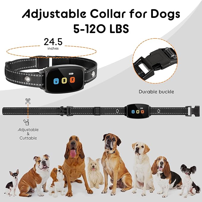 Dog Training Collar Shock Collars for Dogs with Remote 2600 Ft Remote Control Range 4 Modes Beep Vibration Shock Built-in Bright Led Light Rechargeable Waterproof (Full Dark, for 1 Dog)