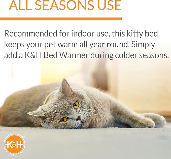 K&H Pet Products Amazin Kitty Pad Heated, Indoor Heated Cat Bed Traps Pet Hair and Dander, Washable Cat Mat, Gray 15 X 20 Inches, Heated 1-Pack