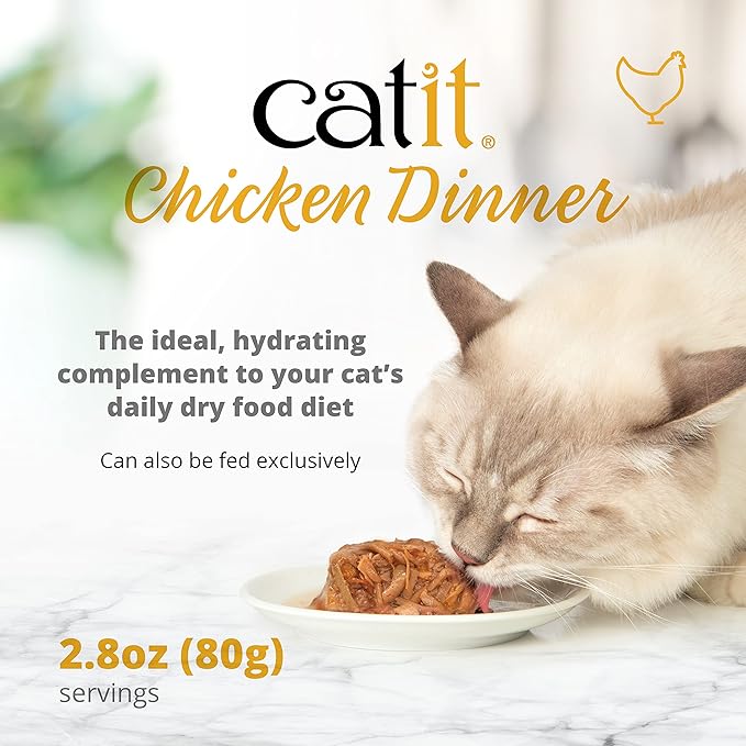 Catit Chicken Dinner with Salmon & Carrot – Hydrating and Healthy Wet Cat Food for Cats of All Ages (Pack of 6)