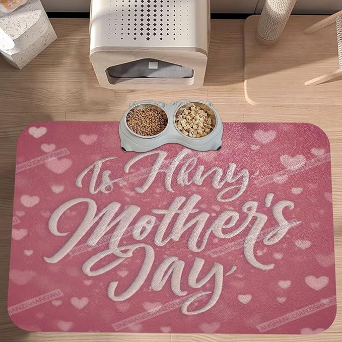 Pet Feeding Mat for Floors Waterproof Dog Mat for Food and Water Happy Mother's Day Floral Gift Mom Hh Absorbent Quick Dry Non Slip Mats Cat Bowls 24x16In
