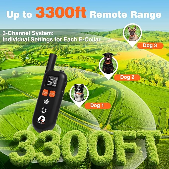 PaiPaitek Vibrating Dog Collar No Shock - 3300ft Dog Training Collar with Remote for 10-120lbs Small Medium Large with Beep, Vibration, Ultrasonic Modes, Security Lock & No Prongs