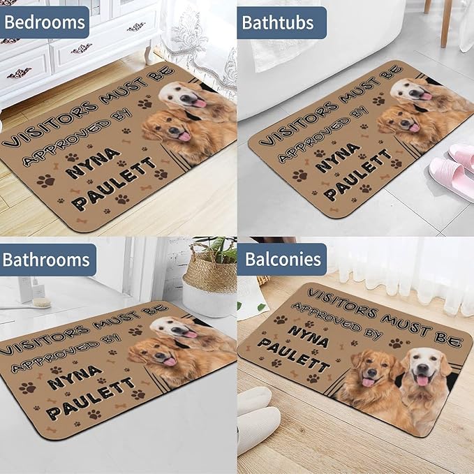 Generic Custom Doormat, Personalized Pet Feeding Mat for Dog & Cat, Outdoor Carpet, RV Mat, 30"L x 18"W or 24"L x 16"W, Recycled Rubber with Polyester Felt, Pet Owners, Unisex, All Ages