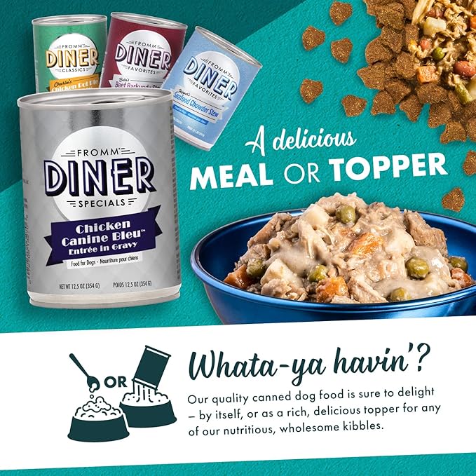 Fromm Diner Specials Chicken Canine Bleu Entrée in Gravy Dog Food - Premium Wet Dog Food - Chicken Recipe - Case of 12 Cans