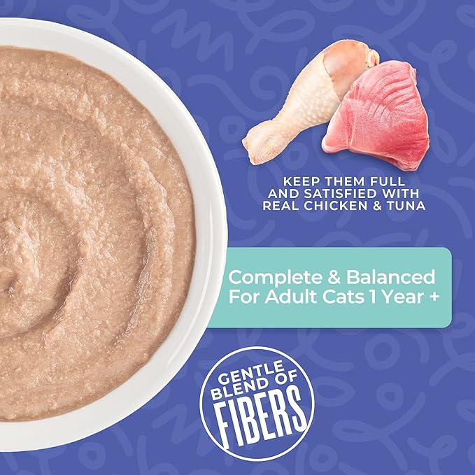 Tiki Cat Velvet Mousse Wet Cat Food, Hairball Control, Chicken & Tuna Recipe in Broth, 2.8 oz. Pouch (12 Count)