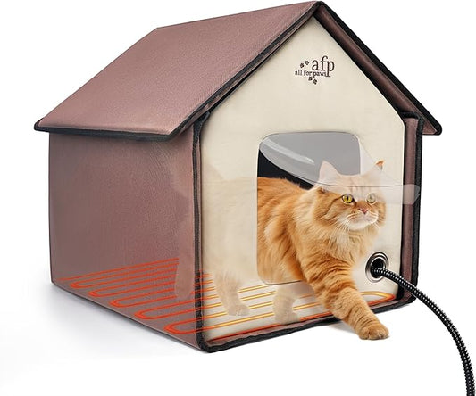 ALL FOR PAWS Heated Cat House, Indoor Cats Home for Winter with Heated Pad, Cat Houses & Condos, Heater Cat Bed for Feral Kitty, Thermo Kitty Home