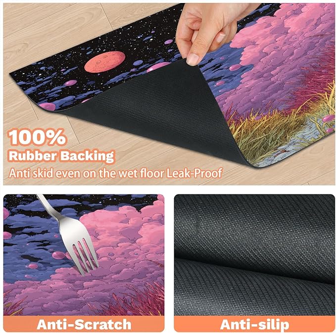 Pink Cloud Dog Food Mat for Floors Absorbent, Quick Dry Water Dispenser Mat for Food, Water, Pet Supplies 24" x 32", Grass